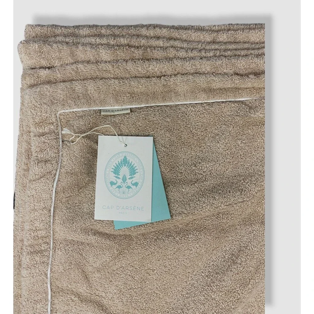 $111 Cap d'Arsène Beige White Serviette De Plage Shower Pool Beach Bath Towel
